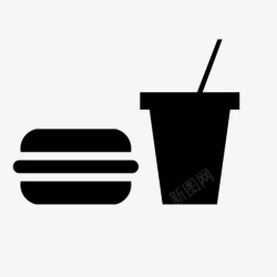 面包盒子汉堡和饮料餐果汁图标高清图片
