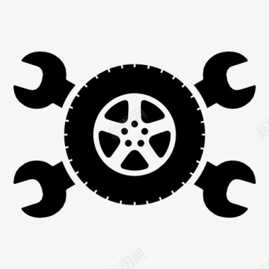 轮胎服务卡车技工图标图标