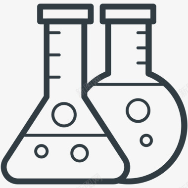 实验室玻璃器皿科学技术线图标图标