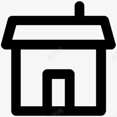小屋建筑和家具加粗线条图标图标