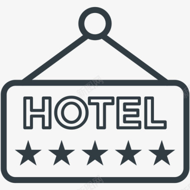 酒店招牌酒店和餐厅线图标图标