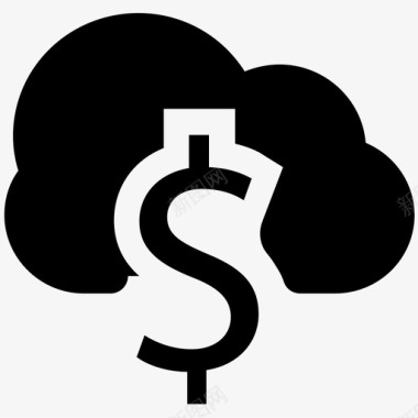 云计算中的美元云计算大胆的实体图标图标