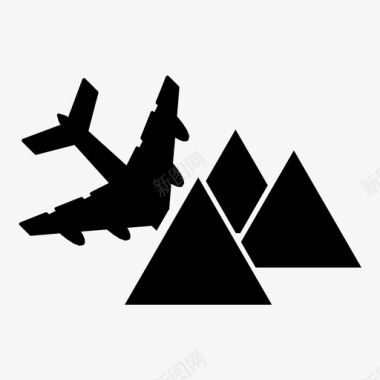 金字塔飞机坠毁山脉喷气式飞机图标图标