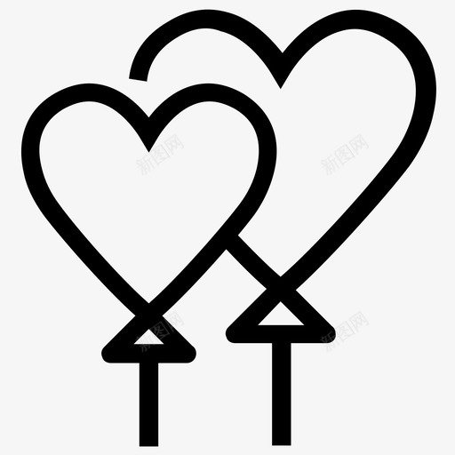 心形气球爱情和浪漫线图标svg_新图网 https://ixintu.com 心形气球 爱情和浪漫线图标