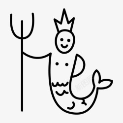 海王标志人鱼三叉戟大海图标高清图片