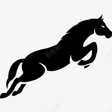 跳黑马一边动物马图标图标