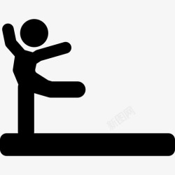 抬起腿个人健身房练习体操运动员抬起手臂和单腿背部的黑色轮廓姿势运动多种运动图标高清图片