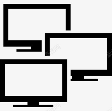 屏幕组三个监视器工具和用具现代屏幕图标图标