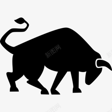 强壮的公牛侧视图动物图标图标