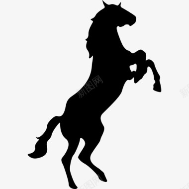 站着的马剪影面朝右边动物马图标图标