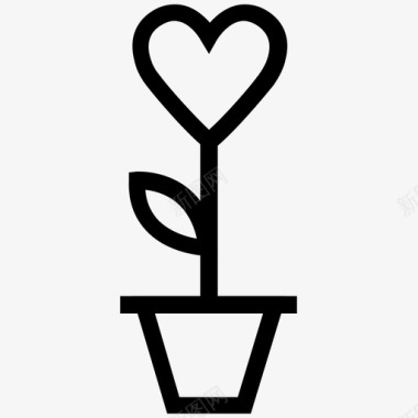 爱的植物爱和浪漫线图标图标