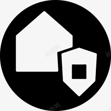 监视一个房子的标志在一个圆圈里保安监视满了图标图标