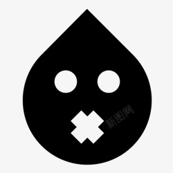打结形状静音黑色颜色水滴图标高清图片