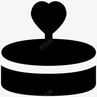 蛋糕爱情和浪漫大胆的固体图标图标