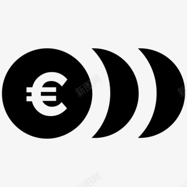 欧元硬币商业大胆的固体图标图标