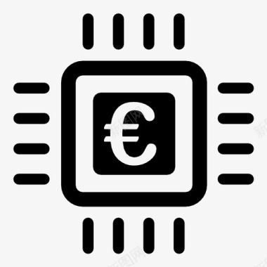 欧元处理器货币微芯片图标图标