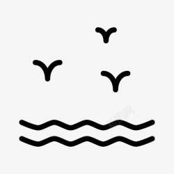 夏季鸟类海滩地平线日出夏天图标高清图片