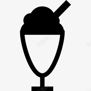 冰淇淋杯加吸管食物图标图标