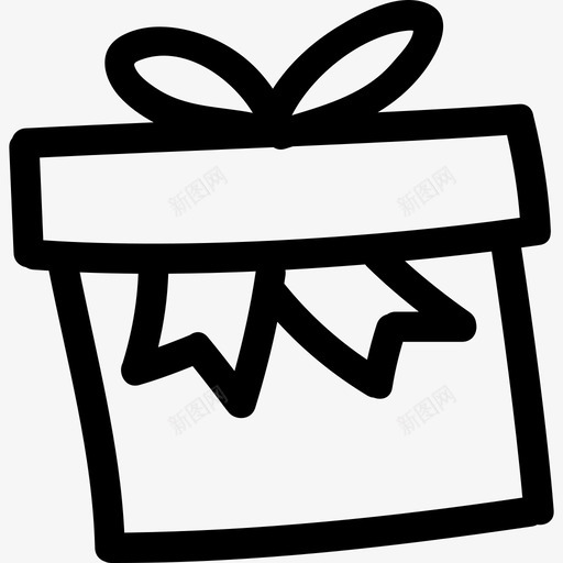 礼品盒手绘轮廓形状手绘图标svg_新图网 https://ixintu.com 形状 手绘 礼品盒手绘轮廓