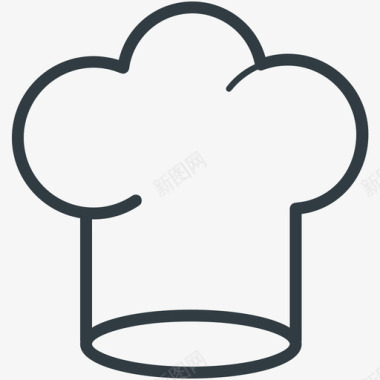 厨师帽酒店和餐厅线图标图标
