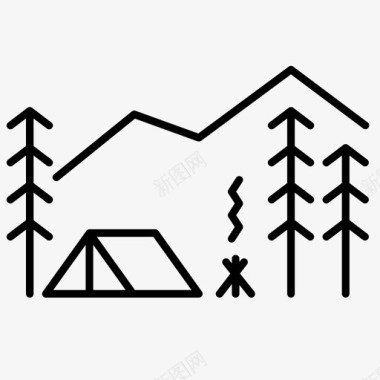 野营树帐篷图标图标