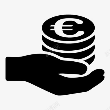 欧元薪水手头的钱价值图标图标