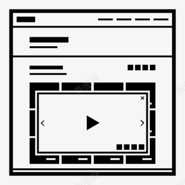 网站视频播放器youtube线框图标图标