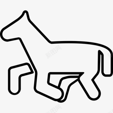 马驹卡通轮廓动物马图标图标