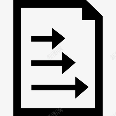 文档界面纸张上有三个箭头指向右侧的数据图标的文档界面符号图标