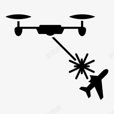 激光无人机飞机攻击无人机攻击空袭图标图标