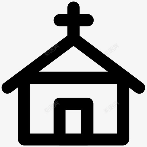 教堂建筑和家具加粗线条图标svg_新图网 https://ixintu.com 建筑和家具加粗线条图标 教堂