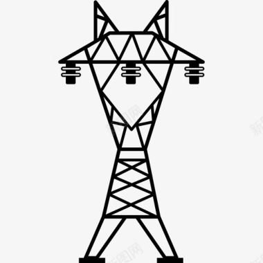 电力线有三个绝缘体技术能源图标图标