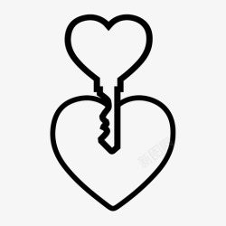 锁住的心心的钥匙打开爱图标高清图片
