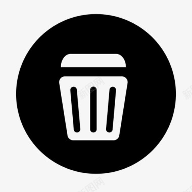 垃圾桶圆形黑色用户界面图标图标