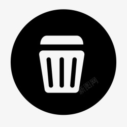 黑色垃圾桶垃圾桶圆形黑色用户界面图标高清图片