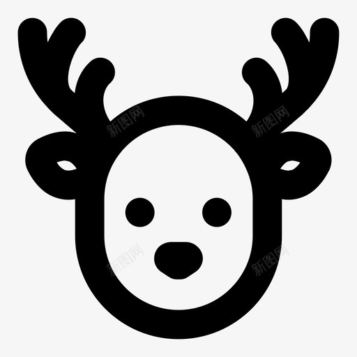 鹿动物鹿角图标svg_新图网 https://ixintu.com 冬天 动物 圣诞老人 圣诞节 圣诞节轮廓粗体 驯鹿 鲁道夫 鹿 鹿角