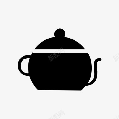 茶壶食物固体图标集合图标