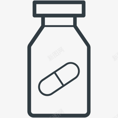 药品罐医疗和健康向量线图标图标
