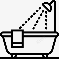家庭浴室设计浴缸管浴缸毛巾图标高清图片