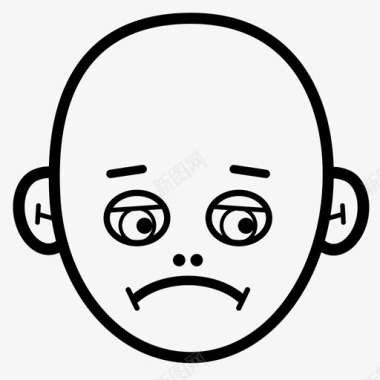 悲伤头努力图标图标