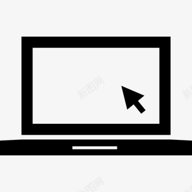 空白显示器屏幕上有光标箭头的笔记本电脑工具和用具现代屏幕图标图标