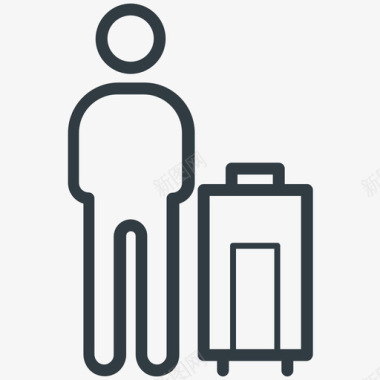 旅行者酒店和餐厅线图标图标