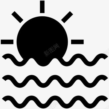海上日落水黄昏图标图标