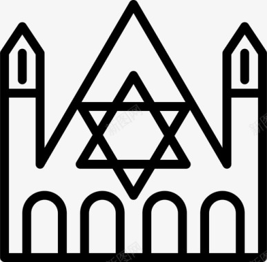 犹太寺庙崇拜空间宗教图标图标