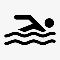 深水区游泳者游泳池面条水上安全图标高清图片
