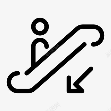 下自动扶梯台阶楼梯图标图标