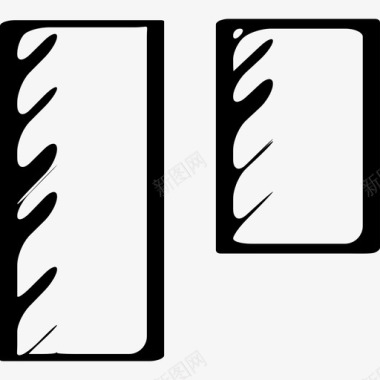 两个不同大小的垂直矩形的社会符号图标图标
