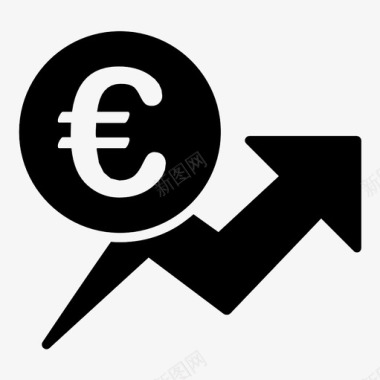 欧元销售增长交易成功图标图标