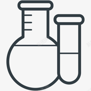 实验室玻璃器皿科学技术线图标图标