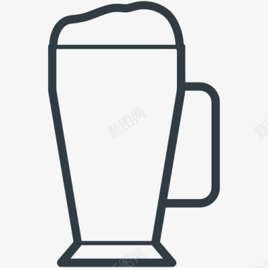 啤酒杯食物线图标图标